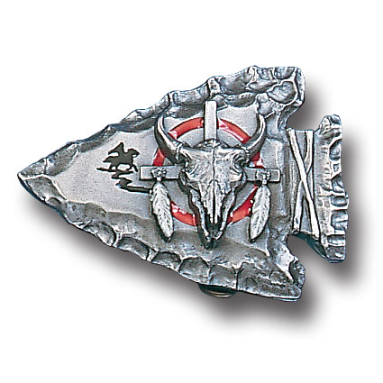 Belt Buckle - Bison Head on Arrowhead
